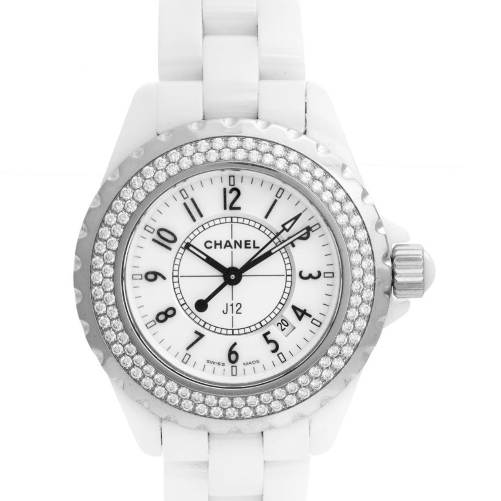 Chanel J12 White Ceramic Diamond Bezel Watch Swiss Made H0968 H0967 - Picture 7 of 7